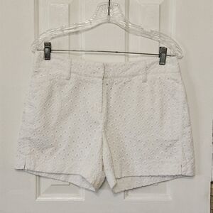 White House Black Market White Eyelet High Waist Shorts Size 6